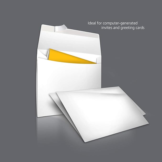 Amazon Basics A9 Blank Invitation Mailing Envelopes, Peel & Seal, No Licking, 5-3/4 x 8-3/4 Inches, White, Pack of 100