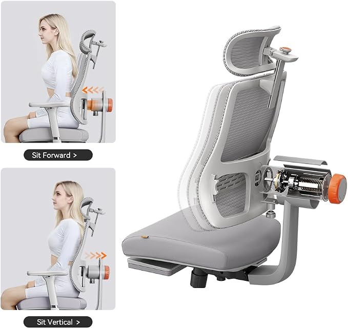 Ergonomic Office Chair-Home Office Desk Chair with Footrest, Auto-Following Backrest & Headrest, 4D Armrests, 96°-136° Recline