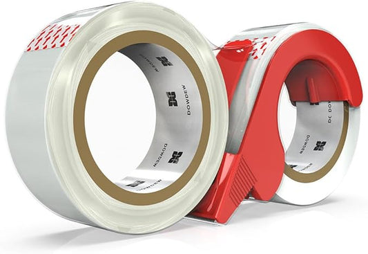 [110 Total Yards] Clear Packing Tape with Dispenser [2 Pack] Packaging Tape 1.88 Inch x 55 yd Refill Rolls for Shipping Mailing Moving