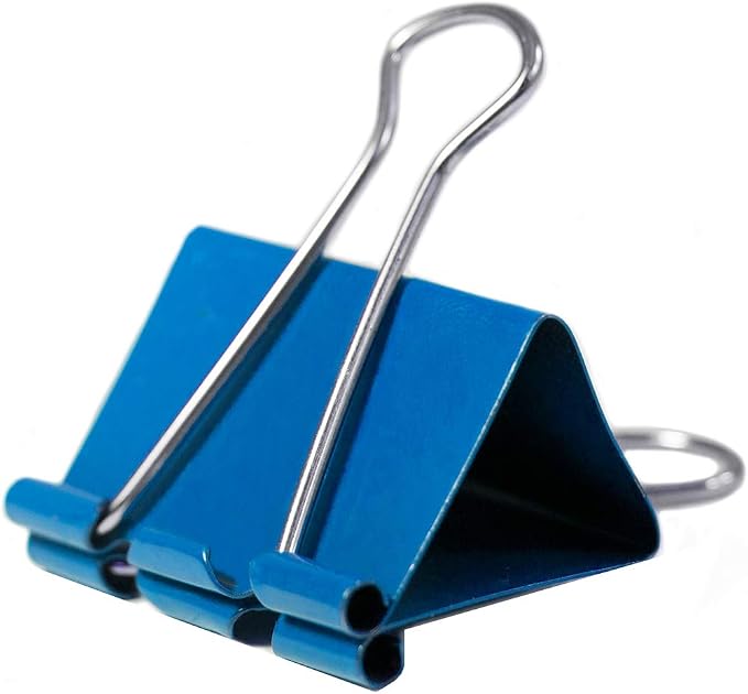 JAM PAPER Colorful Binder Clips - Large - 1 1/2 Inch (41 mm) - Blue Binderclips - 12/Pack