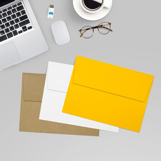 LUXPaper A7 Invitation Envelopes | Peel & Press | 5 1/4" x 7 1/4" | Sunflower Yellow | 80lb. Text | 1,000 Qty
