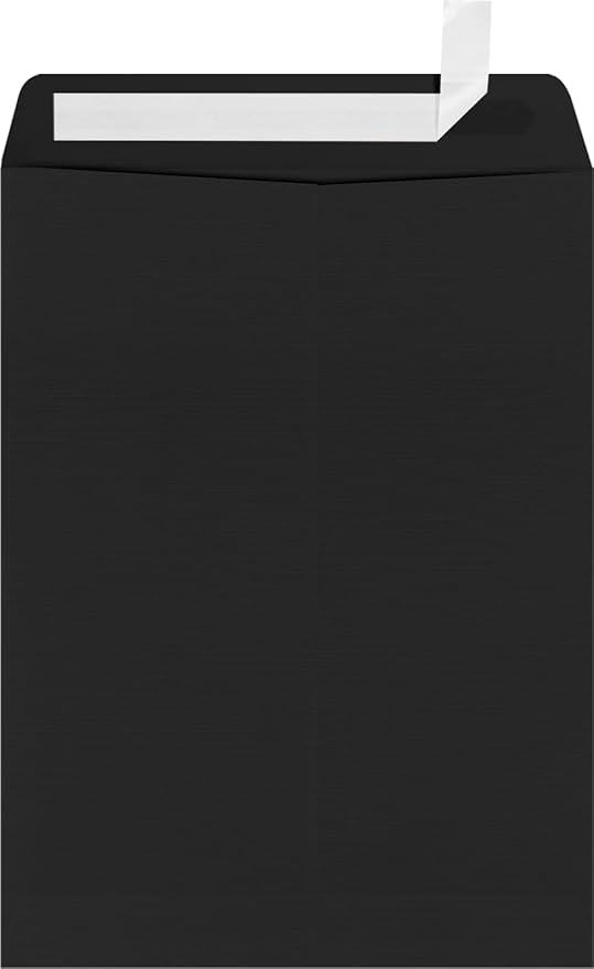 LUXPaper 9 x 12 Open End Envelopes | Peel & Press | Black Linen | 80lb. Text | 50 Qty