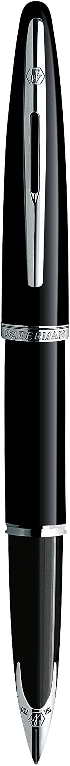 Waterman Duofold Centennial Fountain Pen, Classic Black with Gold Trim, Medium Solid Gold Nib, Black Ink and Convertor, Premium Gift Box