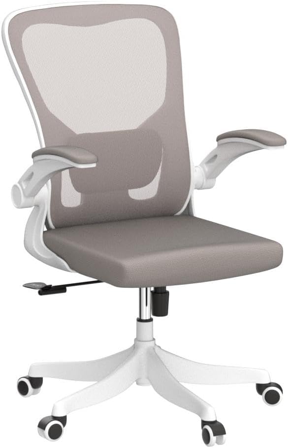 Monhey Ergonomic Office Desk Chair with Lumbar Support, High Back (Khaki) | 90°-125° Tilt Lock, 360° Swivel, Mute Wheels, High Back, Breathable Mesh, Foldable Armrests, Home Office Use