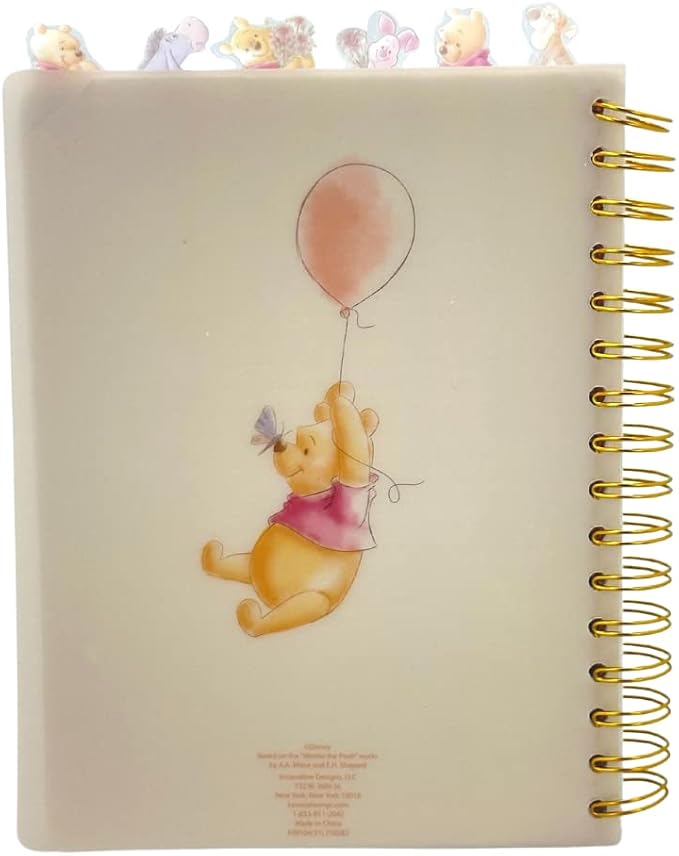 Disney Winnie the Pooh Tab Journal Notebook, Spiral Bound, 144 Lined Pages, 8 x 7 inches