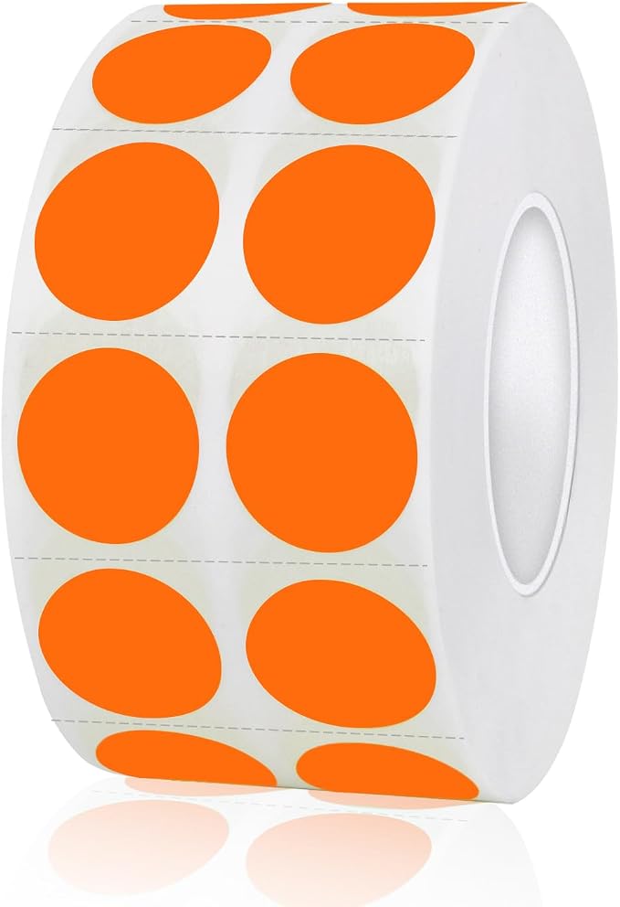 2000 Pieces 0.5 Inch Round Color Coding Labels,Circle Dot Stickers Used for Classroom Office and More,with Perforation Line (Orange)