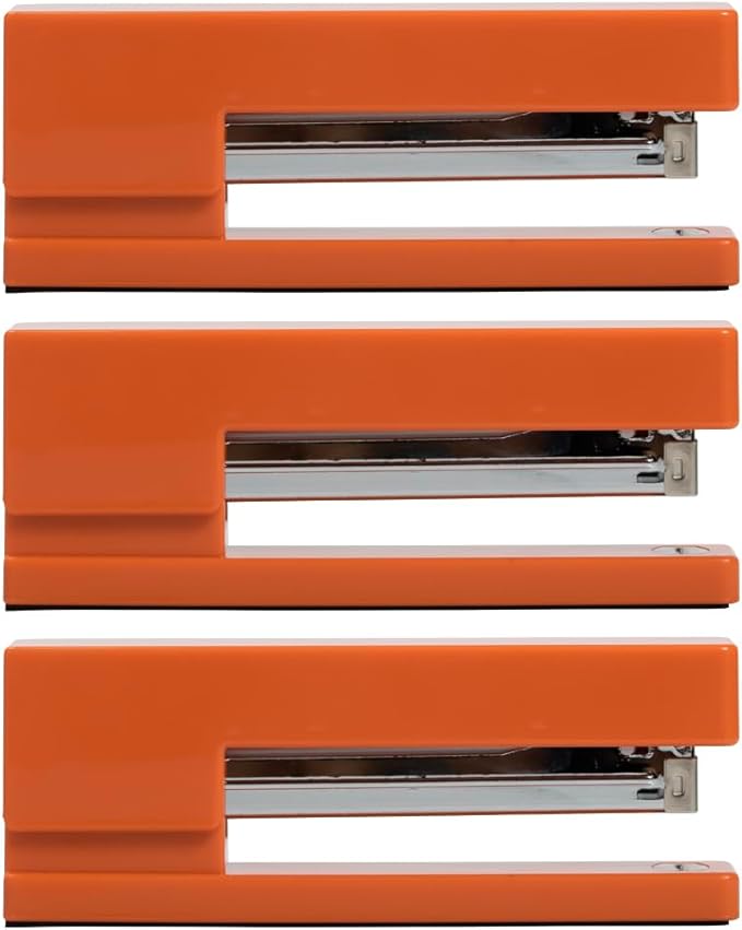 JAM PAPER Modern Desk Stapler - Orange - 3/Pack