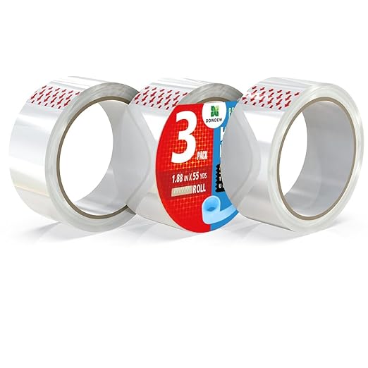Clear Packing Tape, Heavy Duty Packaging Tape 1.88 inch x 55 Yards Refill Roll for Shipping Mailing Moving [Ultra Strong - Super Thick] (3 Rolls / 165 Total Yards)