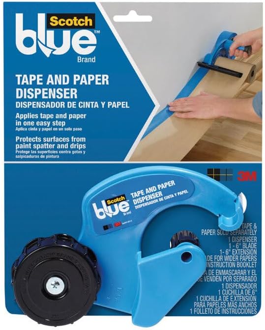 ScotchBlue Painter's Tape and Paper Dispenser, Applies Masking Paper with Painter’s Tape to Protect and Cover Surfaces, Tape Dispenser Includes Plastic Blade, Fits 12 Inch Masking Paper
