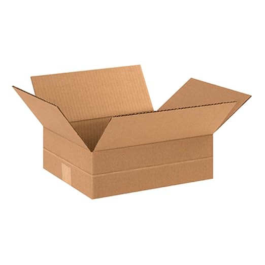 BOX USA Multi-Depth Shipping Boxes Medium 12"L x 10"W x 4"H 25-Pack - Corrugated Cardboard Box for Moving, Mailing, Packing, Packaging and Storage