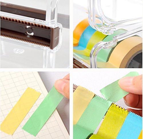 Leoyoubei Transparent Desktop Tape Machine Tape Cutting Machine,Mini Tape Storage Box Double Zigzag Office/School/Family Tape Separator (excluding Tape)