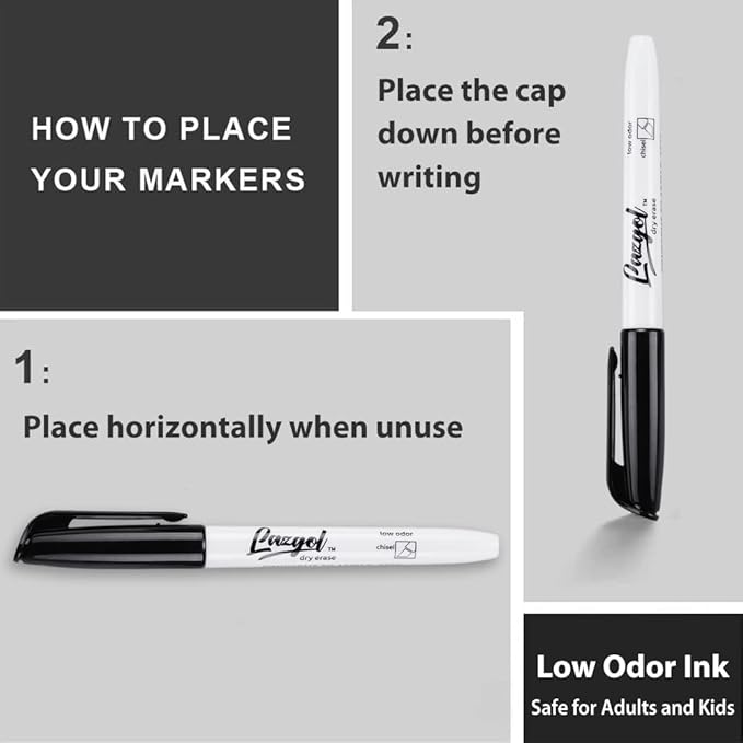 Dry Erase Markers Bulk, 96 Pack Black Dry Erase Markers Chisel Tip, Low Odor Whiteboard Markers for School, Office Supplies, Perfect for Writing on White Board, Mirror,Calender