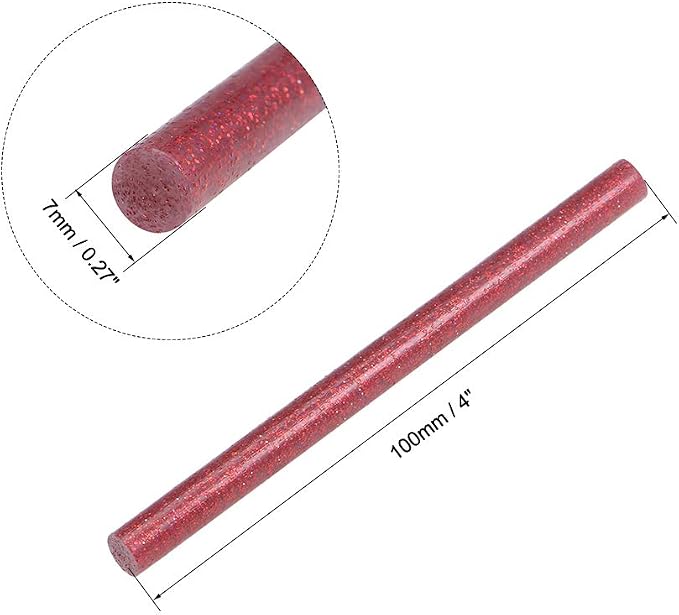 uxcell 30pcs Mini Hot Glue Gun Sticks 4-inch x 0.27-inch High Sticky Small Hot Glue Sticks for Glue Gun, Glitter Dark Red