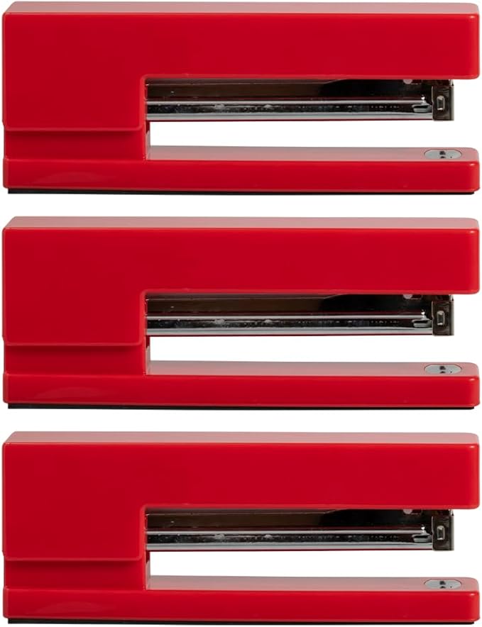 JAM PAPER Modern Desk Stapler - Red - 3/Pack