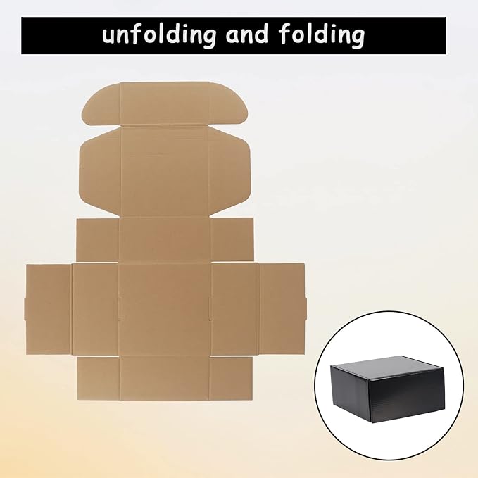 EXYGLO Shipping Cardboard Boxes for Small Business, Packing and Mailing, 8x8x4 - Pack of 25, Black