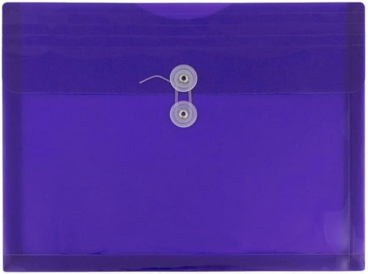 JAM PAPER Plastic Envelopes with Button & String Tie Closure - Letter Booklet - 9 3/4 x 13 - Purple - 3/Pack