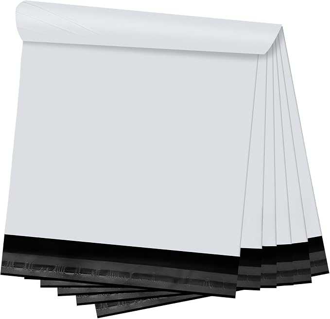 White Poly Mailers 19x24 in, Large Shipping Bags, 100 Pcs | Large mailing bags for shipping clothes and shipping envelopes for packing shirts, hoodies, and apparel.