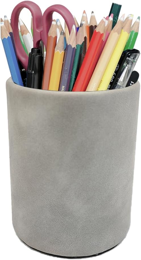 Pen Pencil Holder Cup Container Leather Desk Organizer Stand Decor Brush Scissor Holder Decoration Office Desk Home School