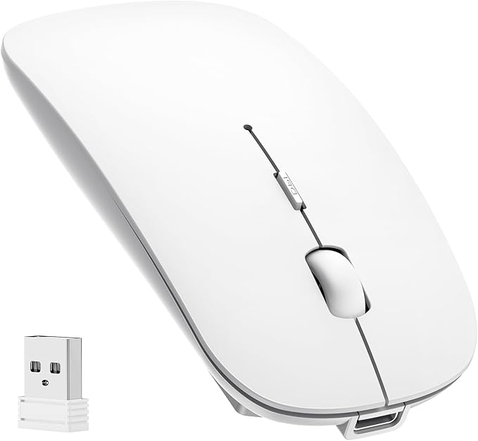 TECKNET Bluetooth Wireless Mouse, Rechargeable Silent Portable Computer Mouse, 6 Adjustable DPI, Dual Mode (Bluetooth 5.2/3.0 and 2.4G USB Receiver) for Laptop, iPad, MacBook, PC, Desktop, Android