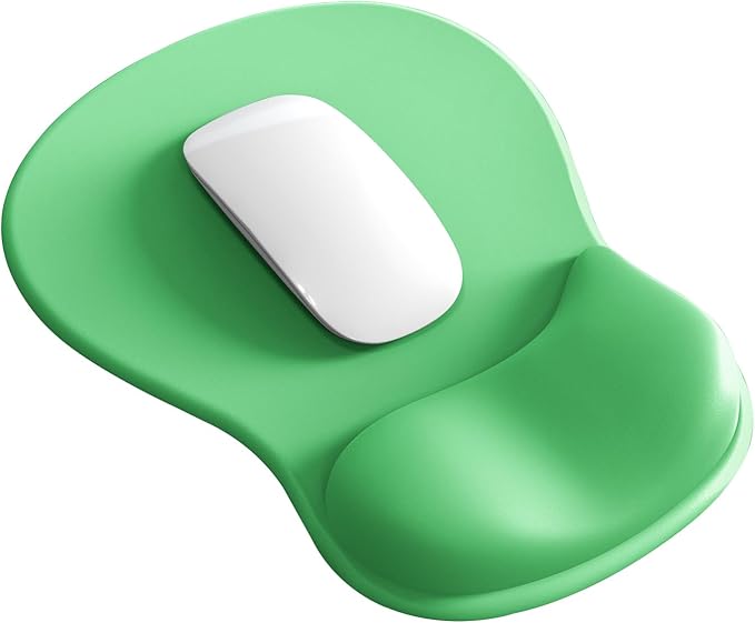 Mouse Pad with Wrist Rest,Ergonomic Mouse Pad with Comfortable Gel Wrist Rest Support and Non-Slip PU Base for Easy Typing Pain Relief, Durable and Washable (Green)