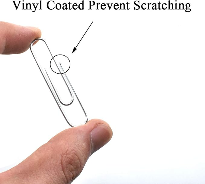 HAHIYO Paper Clips Large 2 inches Length Silver Paperclips Vinyl Coated Prevent Scratching Tearing The Pages Sturdy for Bookmark Organize Home Office School 80 Pack