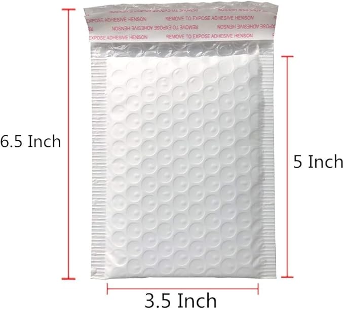 3.5x5 Inch White Poly Bubble Mailers Padded Envelopes, Self-Sealing Shipping Bags 200 Pack