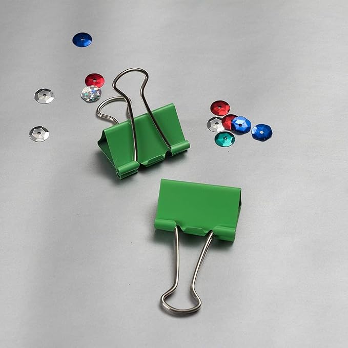 JAM PAPER Colorful Binder Clips - Medium - 1 1/4 Inch (32 mm) - Green Binderclips - 15/Pack