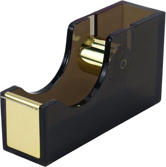 Acrylic Black Tape Dispenser Gold for Desk Masking Tape Cutter Holder 1-Inch Core Office Tape Dispenser