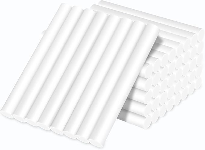 Manarty White Hot Glue Sticks Full Size, 48 PCS 0.43" Dia x 4" Long Fbric Glue Sticks for Craft, Adhesive Hot Melt Gluing Sticks for Crafting, Woodworking, Decoration, Bonding Repair, Wax Sealing