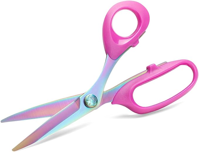 Sharp Sewing Scissors, Professional Heavy Duty Titanium Coating Forged Stainless Steel Multi-Purpose Shears for Fabric Leather, Dressmaking, Tailoring, Quilting, Home & Office, Art & School, 8 inch