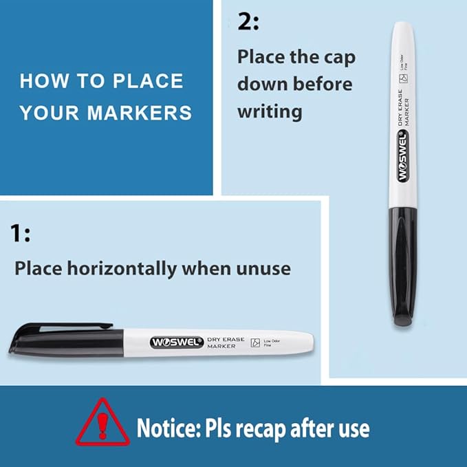 Dry Erase Markers Bulk, 15 Pack Black Fine Tip Whiteboard Markers, Fine Point, Low Odor Dry Erase Markers for School Office Home, Non-Toxic Easy Clean