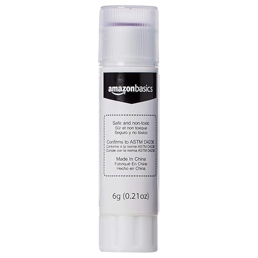 Amazon Basics Purple Washable School Glue Sticks for Classroom Supplies and DIY Art, Dries Clear, 0.21 oz Stick, 4-Pack