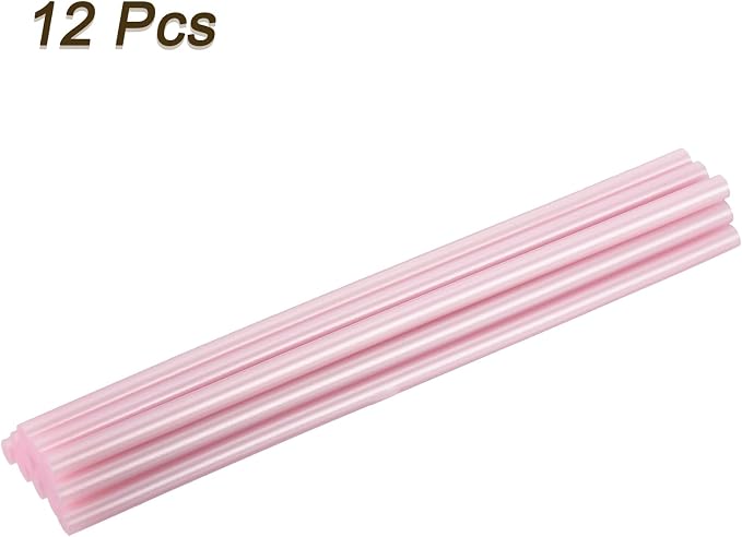uxcell 12pcs Full Size Hot Glue Sticks for Glue Gun 0.27 x 8 Inch Small Glue Sticks, 7 x 200mm Metallic Pink