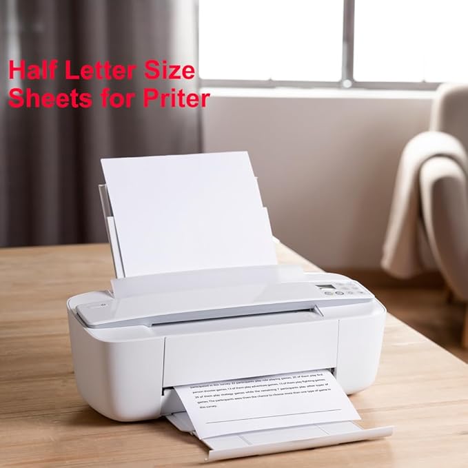 (5-Pack) Half Letter Blank Paper, 500 Sheets/1000 Pages Printer Paper, Copy Papers, 100gsm, White, 5.8'' x 8.2''