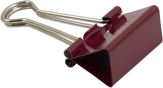 JAM PAPER Colorful Binder Clips - Medium - 1 1/4 Inch (32 mm) - Burgundy Binderclips - 15/Pack