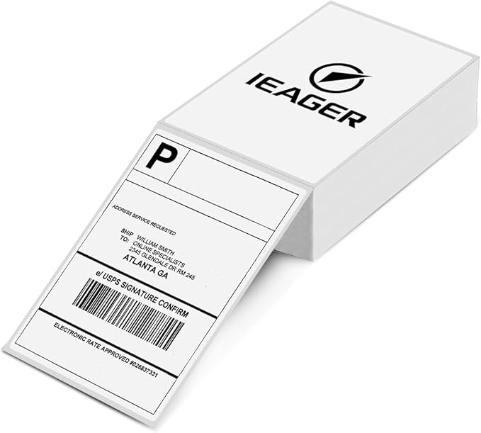 iEager 4x6 Inch Thermal Labels, White Shipping Label Stickers, Commercial+ Grade Thermal Printer Sticker, 500 Labels/Pack