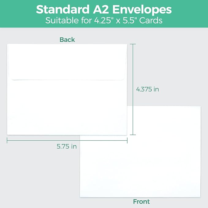Ohuhu A2 Printable White Self-Seal Envelopes 500-Pack | Bulk A2 4-3/8" x 5-3/4" Envelopes for 4.25x5.5 Cards RSVP Christmas Cards Wedding Invitations Photo Baby Shower