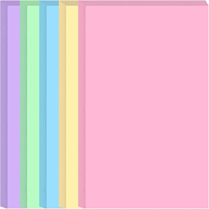8.5" x 14" Colored Copy & Print Paper - 50 Sheets/100 Pages 5 Colors Rainbow Printer Paper, 20 lb Legal Size Colored Origami Paper in Office/School/Home