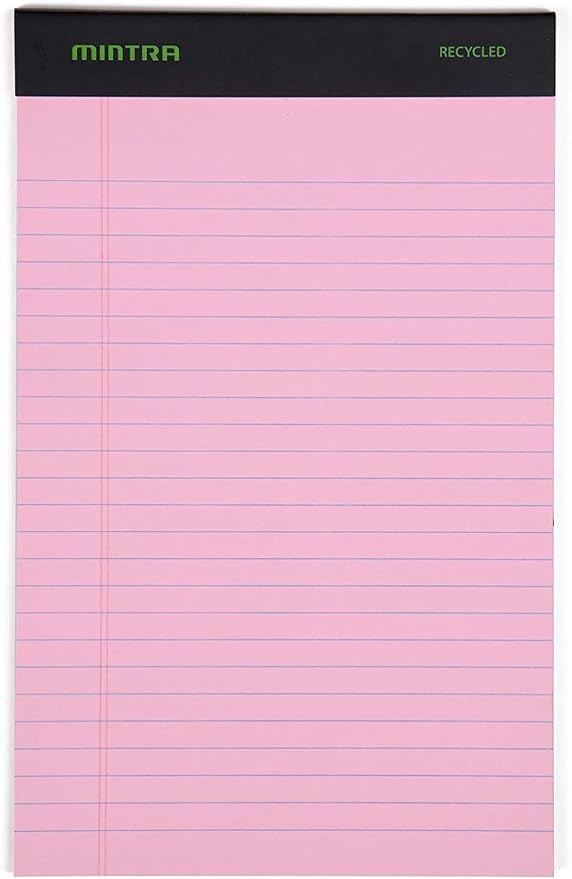Mintra Office Colorful Legal Pads - Includes 2 Blue, 2 Pink, and, 2 Green Writing Pads, Micro Perforated Lined Sheets, Ideal for Professional & Personal Use, 5"x8" Narrow Ruled, 6 pack Pastel Set 3