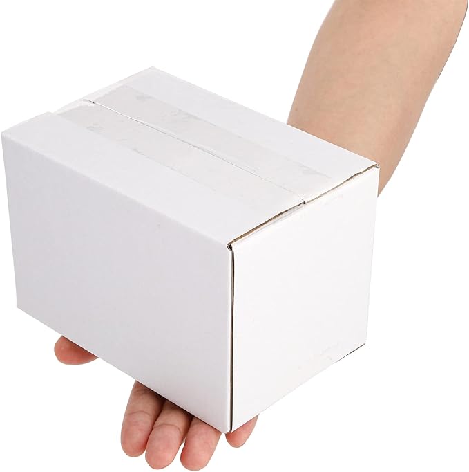 Peohud 40 Pack Small Cardboard Boxes, 6 x 4 x 4 inches Mailing Boxes, Corrugated Packing Shipping Storage Carton Box, White