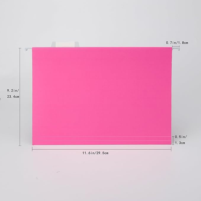 50 Pack Hanging File Folders,Letter Size File Folder,Pink Hanging Folders for Filing Cabinet,Reinforced Rods for Smooth Gliding,Includes 1/5 Adjustable Tabs & Inserts,Ideal for Home & Office