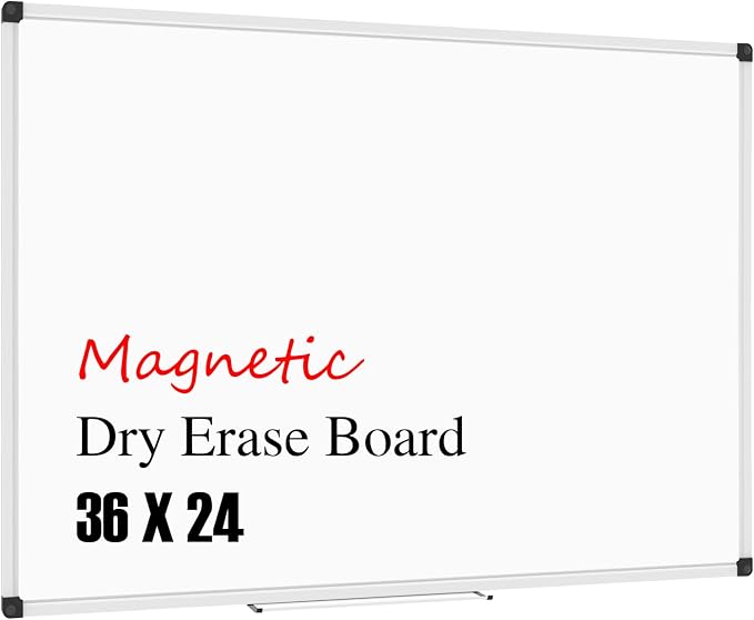 XBoard Magnetic Whiteboard 36 x 24 Inches, Aluminum Frame | 3' x 2' Dry Erase White Board for Wall, Message Presentation Board for Home School Office
