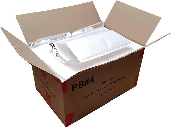 iMBAPrice 100#4 (9.5" x 14.5") Pure White Color SELF Seal Poly Bubble MAILERS Padded Shipping ENVELOPES (Total 100 Bags)