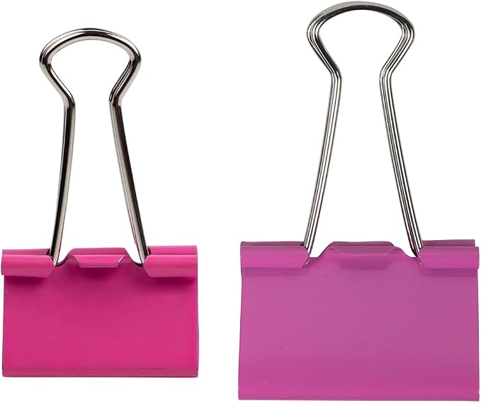JAM PAPER Colorful Binder Clips Assortment - Medium & Large Size - Pink Binderclips - 27 Clips/Pack