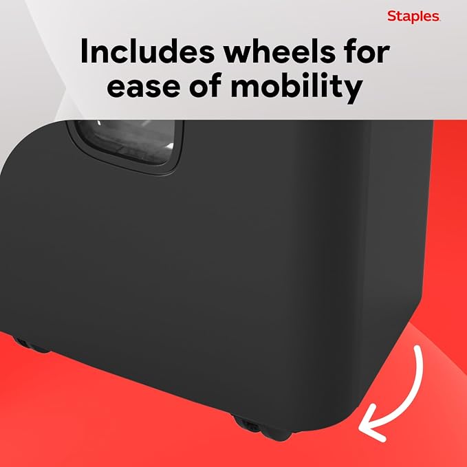 Staples 20-Sheet Micro-Cut Paper Shredder, High-Security, Black | Shreds documents and credit cards for secure office use.
