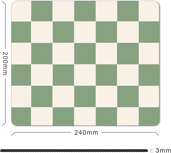 Square Green Mouse Pad Small, Checkered Computer Mouse Pads, Non-Slip Rubber Base Geometric Mousepad, Mouse Mat Home Office Decor Gifts, Coworker Gift