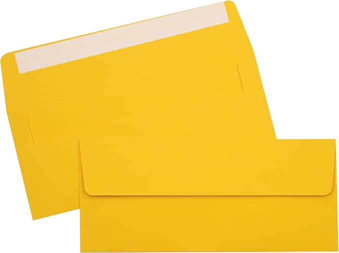 LUXPaper #10 Business Envelopes | Peel & Press | 4 1/8" x 9 1/2" | Sunflower Yellow | 80lb. Text | 50 Qty