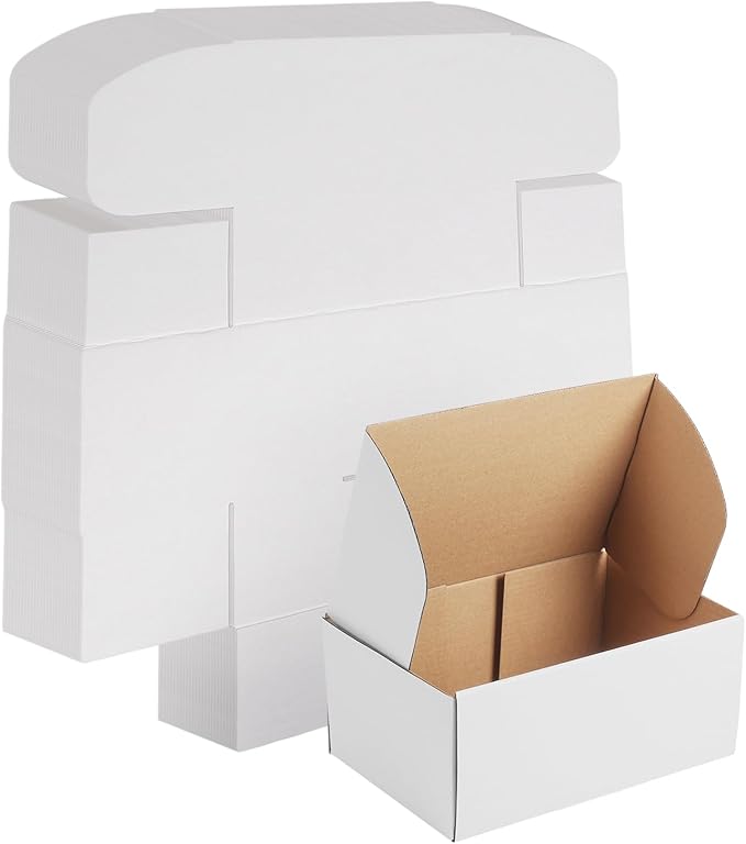 WIFTREY 9X6X4 Shipping Box White Set of 25, 9 x 6 x 4 Corrugated Cardboard Box for Packaging Small Business, Literature Mailer