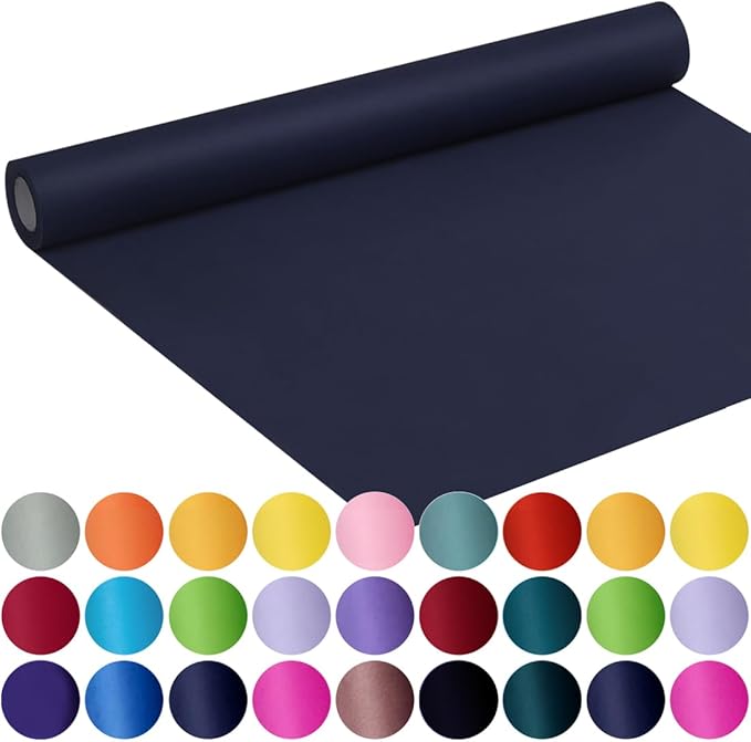 SMART&CASUAL 17.8" x 760" (63') Navy Blue Kraft Craft Paper Roll for Gift Wrapping Bulletin Board Bouquet Flower Kids Art Packing Parcel Table Covering 80GSM 55LB (Navy Blue, 17.8" x 63')