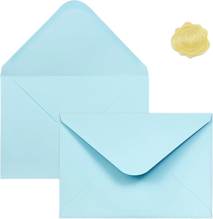 50 PCS Light Blue Colorful A4 Envelopes,4x6 Envelopes for Invitations | 4x6 Envelopes for Greeting Cards, Great for Invitations, Wedding Invitation, Birthday, Baby Shower, Graduation